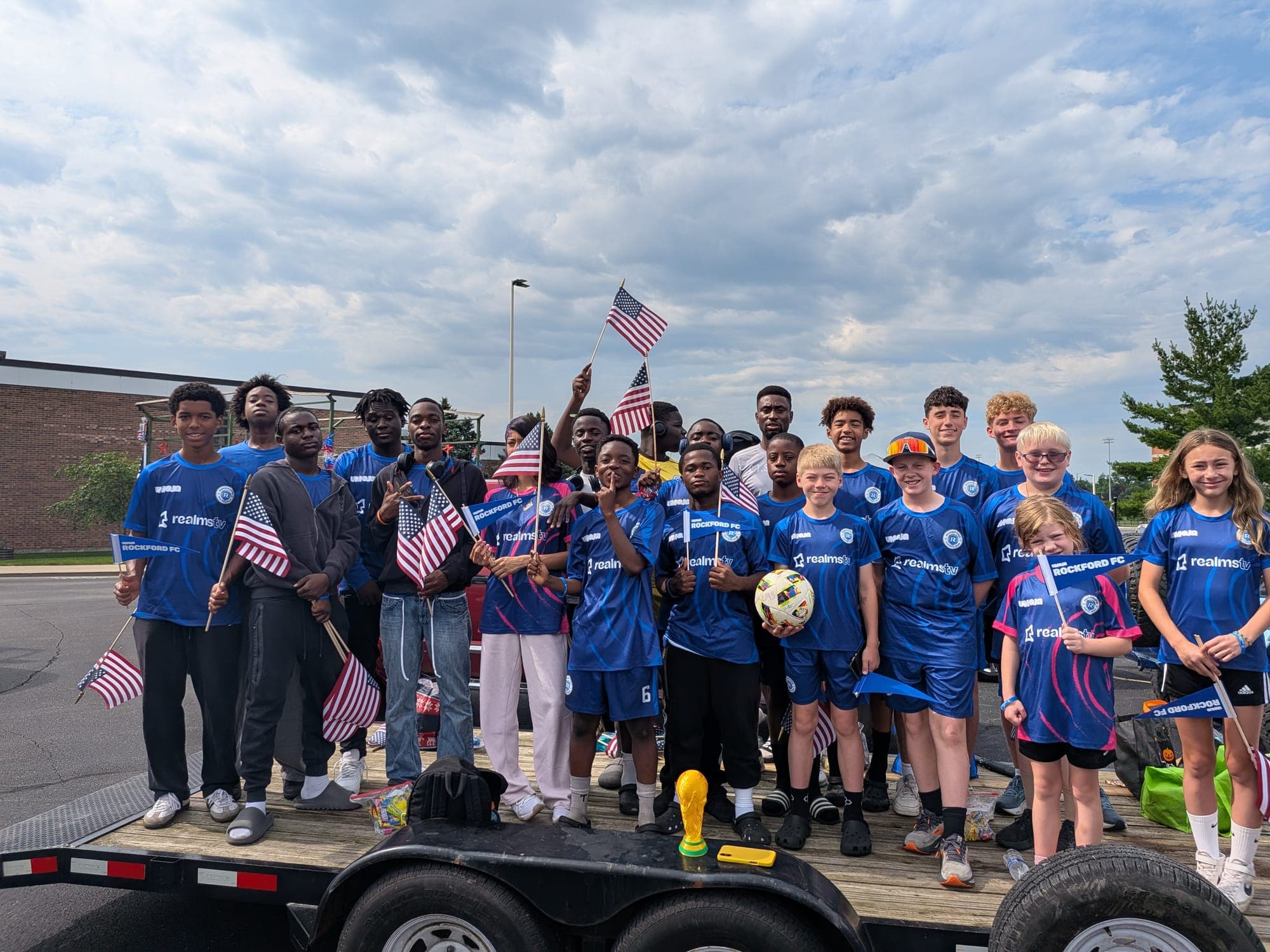 Team on the trailer, 4th of July parade